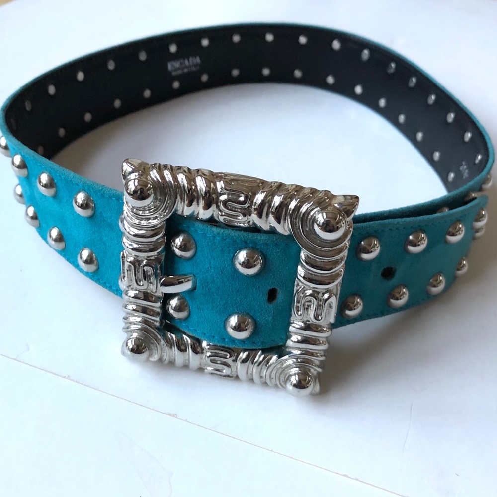 ESCADA Suede & Chrome Studded Belt - Picture 4 of 7